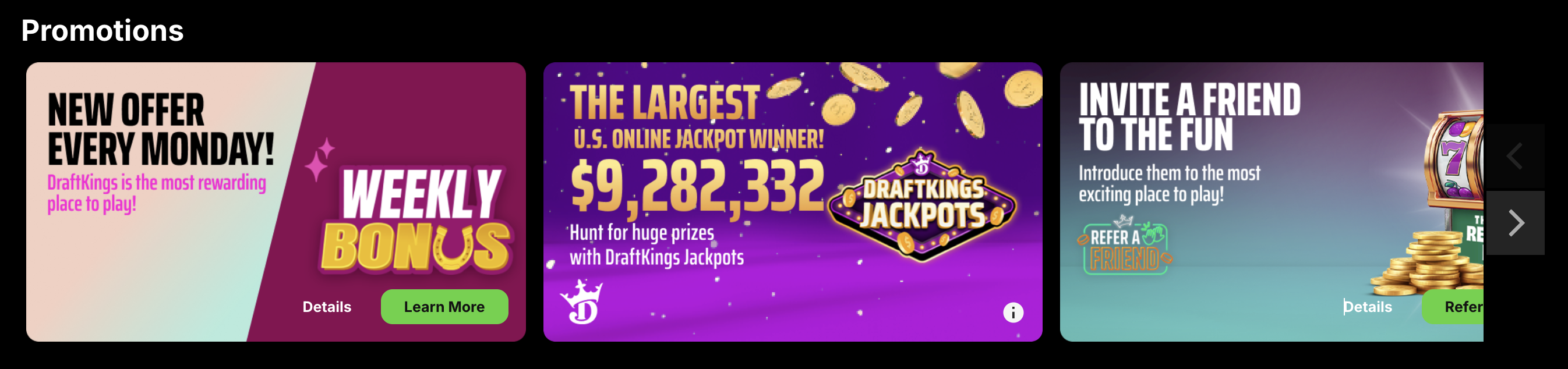 DraftKings Casino new games